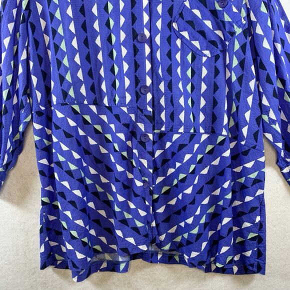 Vintage Terra Women Geometric Button Top Sz‎ L Oversized Artsy Boho Made Korea - Picture 2 of 16